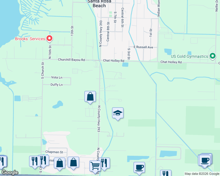 map of restaurants, bars, coffee shops, grocery stores, and more near 790 North County Highway 393 in Santa Rosa Beach