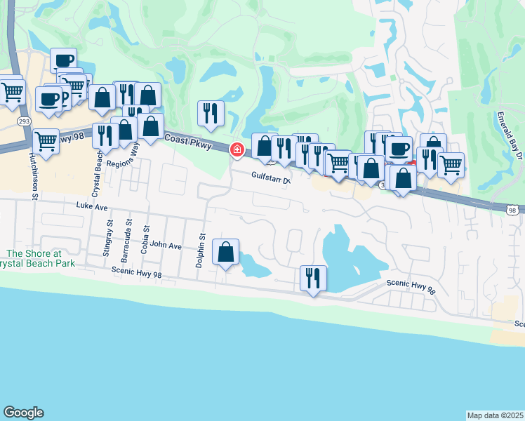 map of restaurants, bars, coffee shops, grocery stores, and more near 4640 Sunsail Circle in Destin