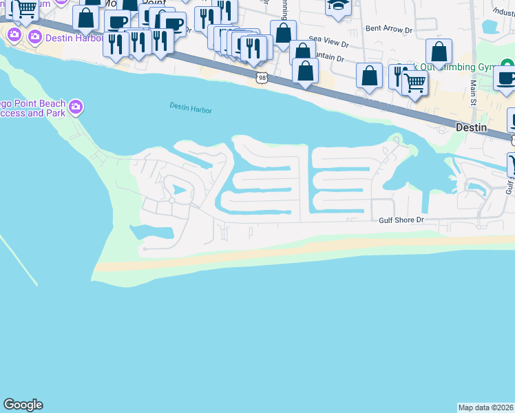 map of restaurants, bars, coffee shops, grocery stores, and more near 510 Vera Cruz Drive in Destin