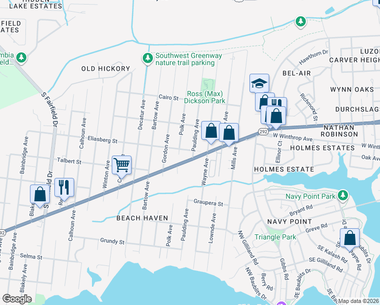 map of restaurants, bars, coffee shops, grocery stores, and more near 1700 Gulf Beach Highway in Pensacola