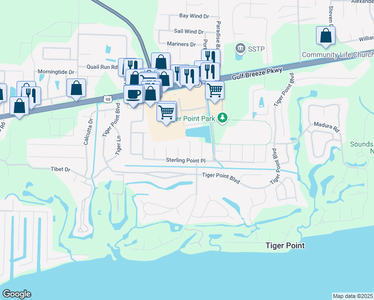 map of restaurants, bars, coffee shops, grocery stores, and more near 3763 McNemar Court in Gulf Breeze