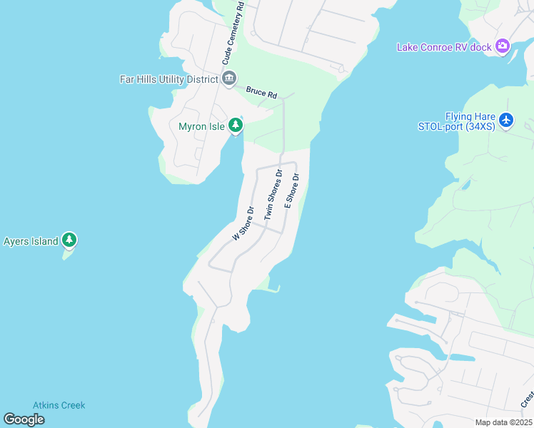 map of restaurants, bars, coffee shops, grocery stores, and more near 9865 Twin Shores Drive in Willis