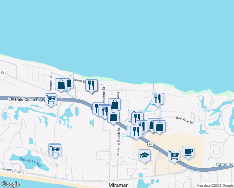 map of restaurants, bars, coffee shops, grocery stores, and more near 146 Crest Drive in Destin