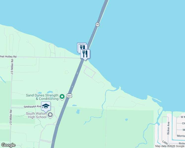 map of restaurants, bars, coffee shops, grocery stores, and more near 105 Cedar Street in Santa Rosa Beach