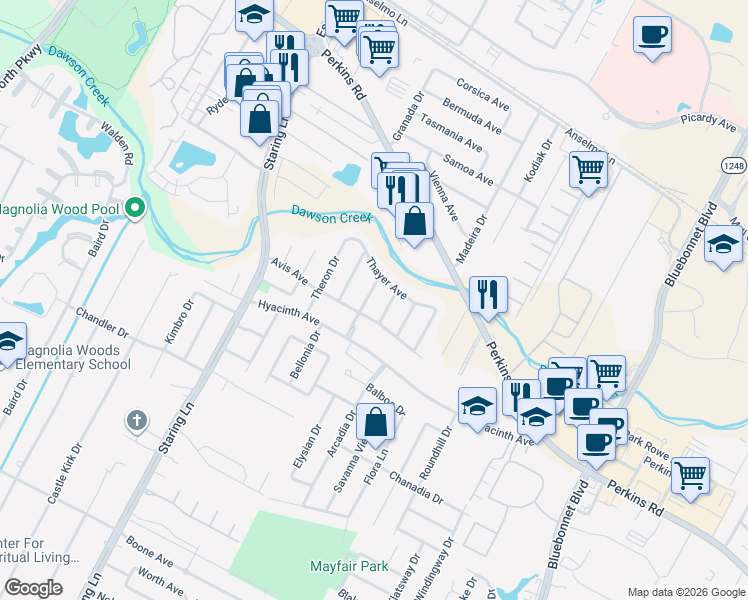 map of restaurants, bars, coffee shops, grocery stores, and more near 1638 Emmaline Drive in Baton Rouge