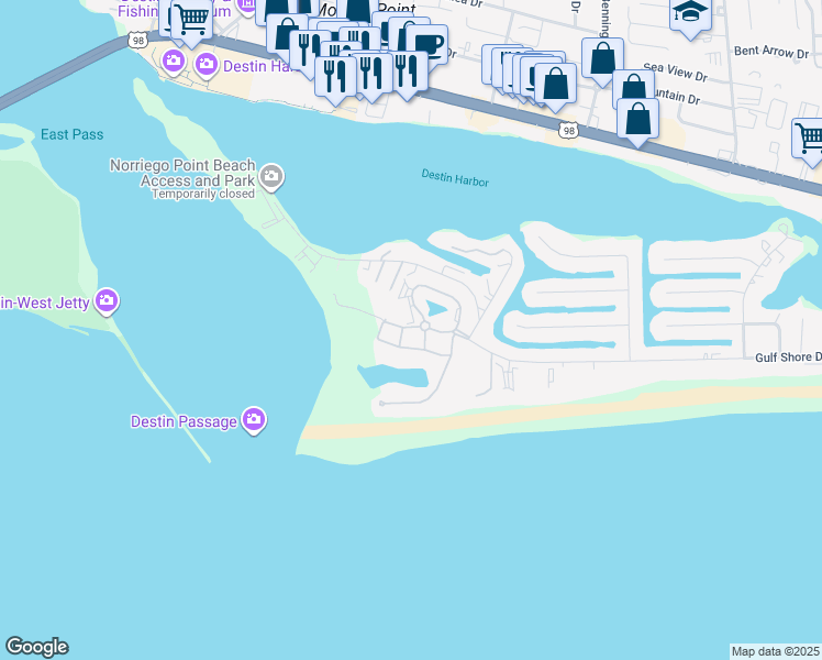 map of restaurants, bars, coffee shops, grocery stores, and more near 480 Gulf Shore Drive in Destin