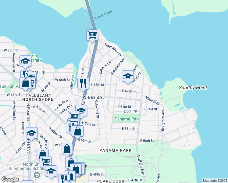 map of restaurants, bars, coffee shops, grocery stores, and more near 7328 Bloxham Avenue in Jacksonville