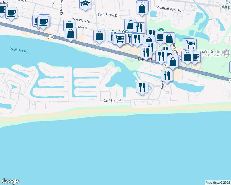 map of restaurants, bars, coffee shops, grocery stores, and more near 705 Gulf Shore Drive in Destin