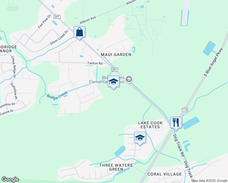map of restaurants, bars, coffee shops, grocery stores, and more near 1551 Dog Track Road in Pensacola