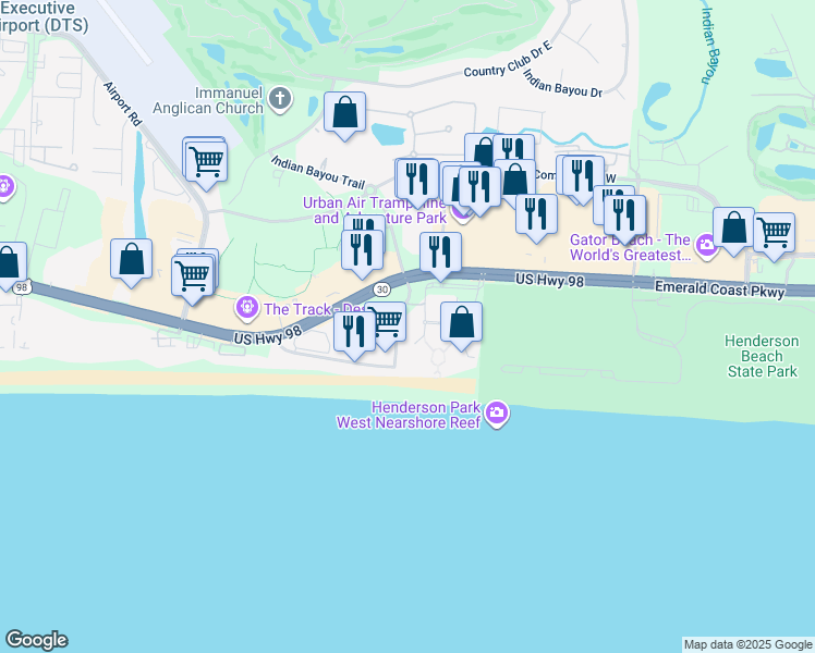 map of restaurants, bars, coffee shops, grocery stores, and more near 2701 Scenic Highway 98 in Destin