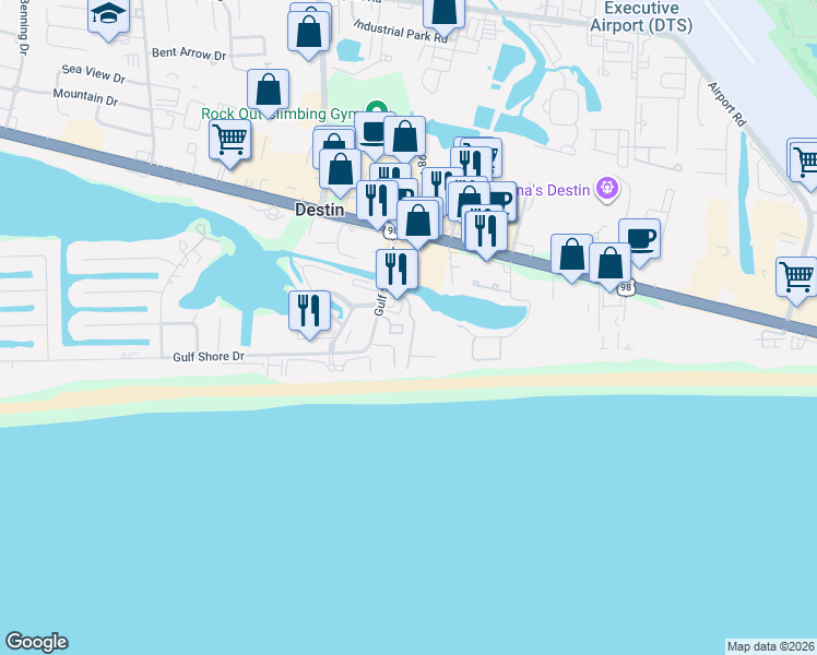 map of restaurants, bars, coffee shops, grocery stores, and more near 900 Gulf Shore Drive in Destin