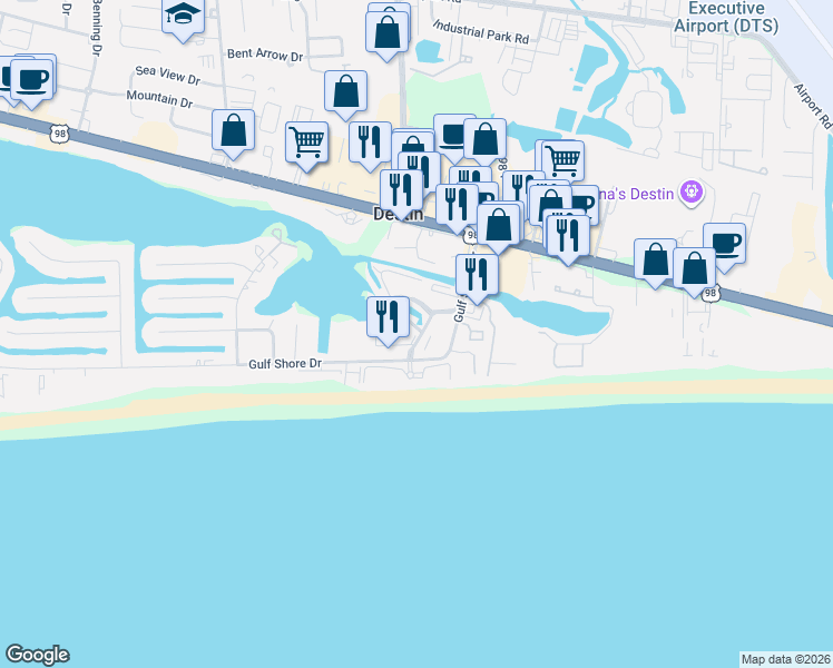 map of restaurants, bars, coffee shops, grocery stores, and more near 775 Gulf Shore Drive in Destin