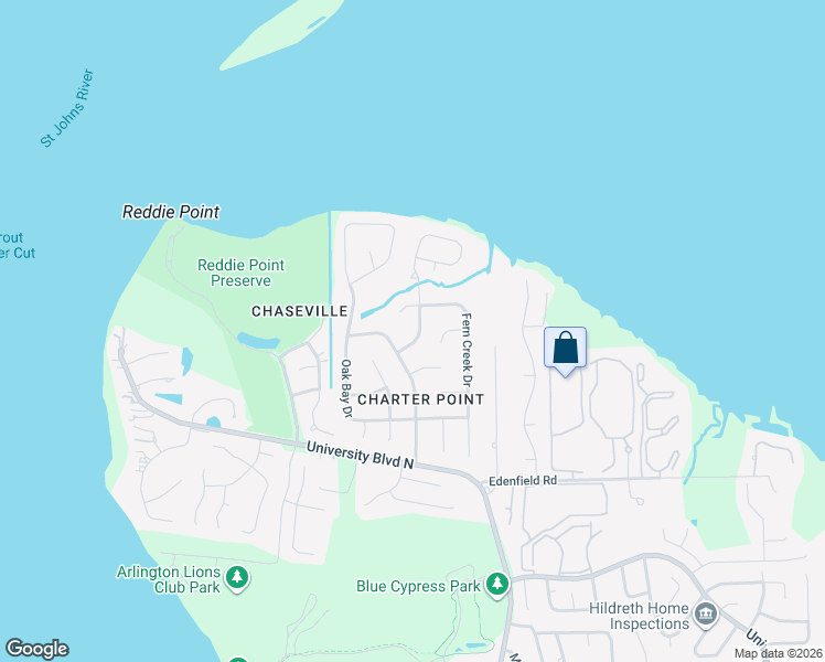 map of restaurants, bars, coffee shops, grocery stores, and more near 4462 River Trail Road in Jacksonville