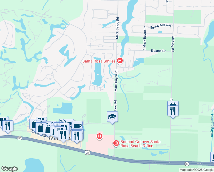 map of restaurants, bars, coffee shops, grocery stores, and more near 2400 Crystal Cove Lane in Destin