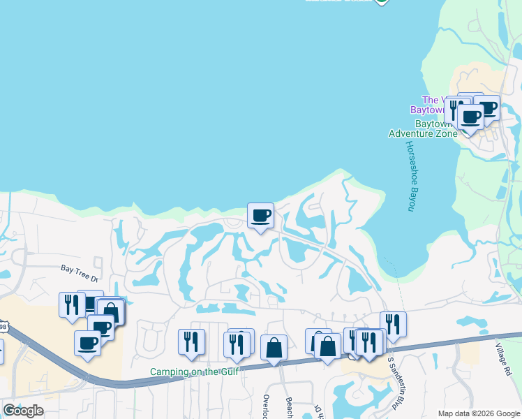 map of restaurants, bars, coffee shops, grocery stores, and more near 960 Northshore Drive in Destin