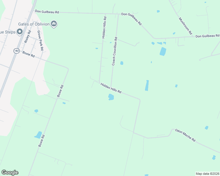 map of restaurants, bars, coffee shops, grocery stores, and more near 834 Hidden Hills Rd in Arnaudville