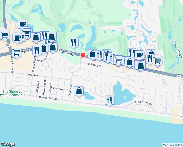 map of restaurants, bars, coffee shops, grocery stores, and more near 4640 Sunsail Circle in Destin