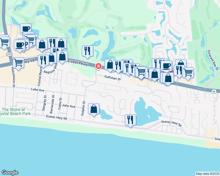 map of restaurants, bars, coffee shops, grocery stores, and more near 4640 Sunsail Circle in Destin