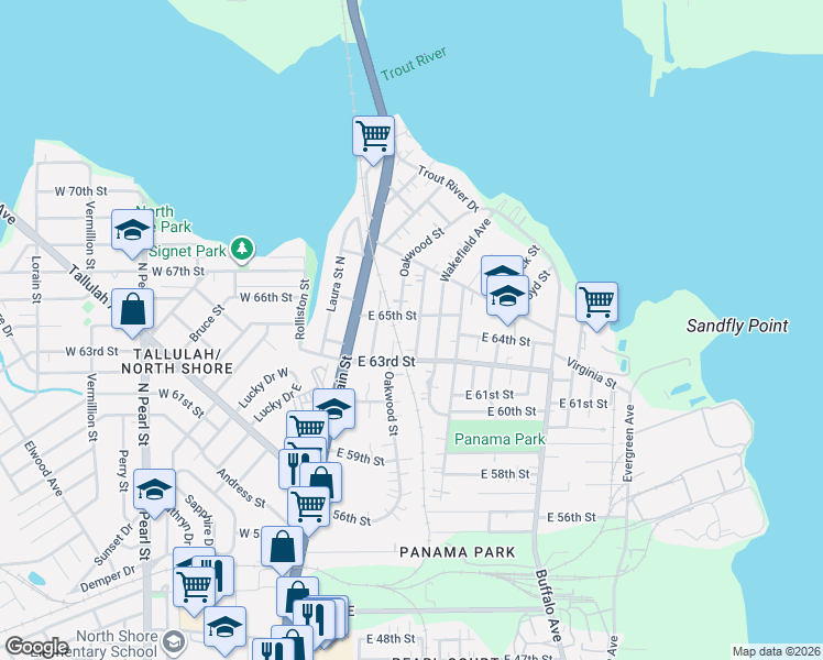 map of restaurants, bars, coffee shops, grocery stores, and more near 7330 Wilder Avenue in Jacksonville
