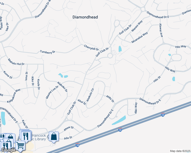map of restaurants, bars, coffee shops, grocery stores, and more near 212-214 Lanai Village in Diamondhead