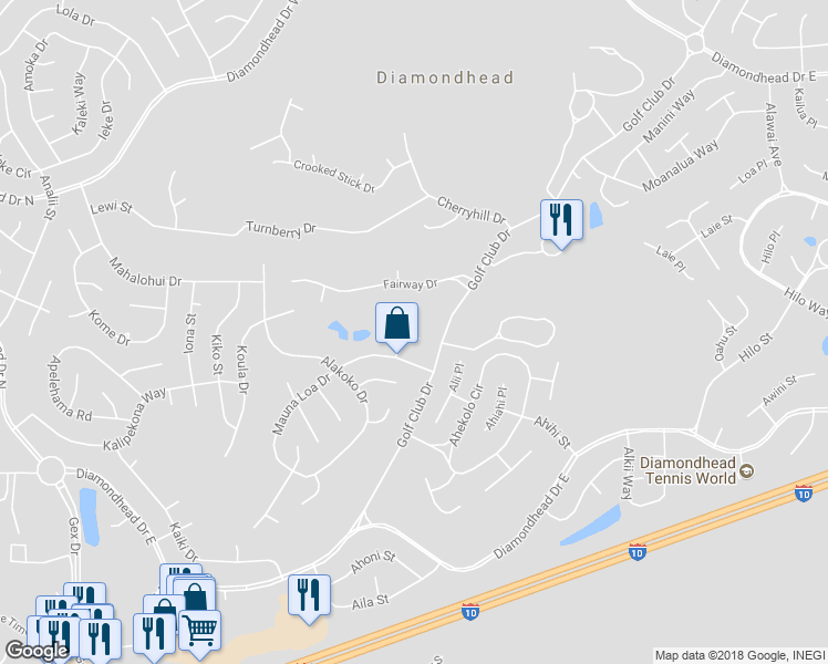 map of restaurants, bars, coffee shops, grocery stores, and more near 6610 Hale Court in Diamondhead