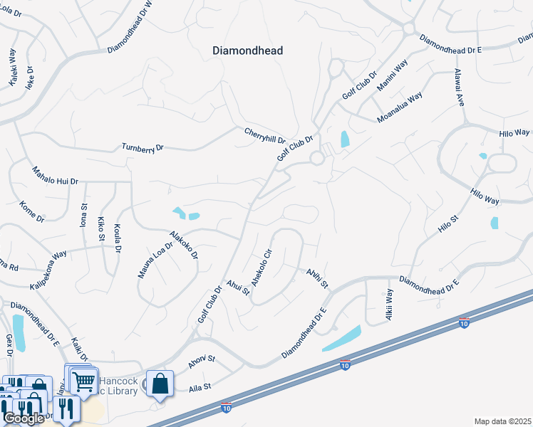 map of restaurants, bars, coffee shops, grocery stores, and more near 214 Lanai Village in Diamondhead