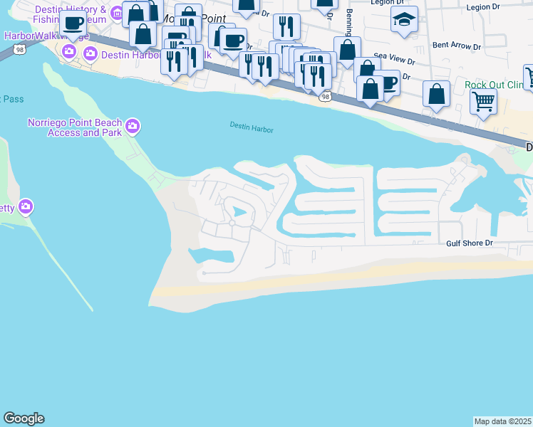 map of restaurants, bars, coffee shops, grocery stores, and more near 517 Gulf Shore Dr in Destin