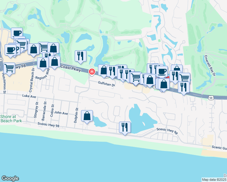 map of restaurants, bars, coffee shops, grocery stores, and more near 4659 Sunsail Circle in Destin