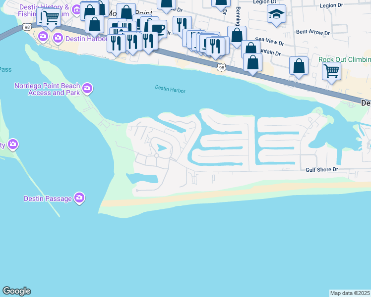 map of restaurants, bars, coffee shops, grocery stores, and more near 480 Gulf Shore Drive in Destin
