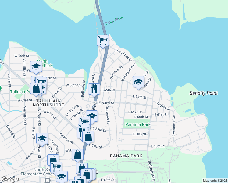 map of restaurants, bars, coffee shops, grocery stores, and more near 7362 Wilder Avenue in Jacksonville
