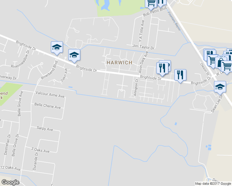 map of restaurants, bars, coffee shops, grocery stores, and more near 5512 Moorstone Dr in Baton Rouge