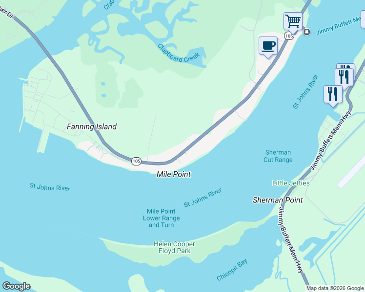 map of restaurants, bars, coffee shops, grocery stores, and more near 9035 Heckscher Drive in Jacksonville