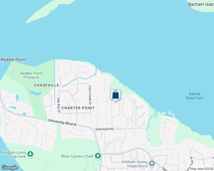 map of restaurants, bars, coffee shops, grocery stores, and more near 4527 Whispering Inlet Drive in Jacksonville