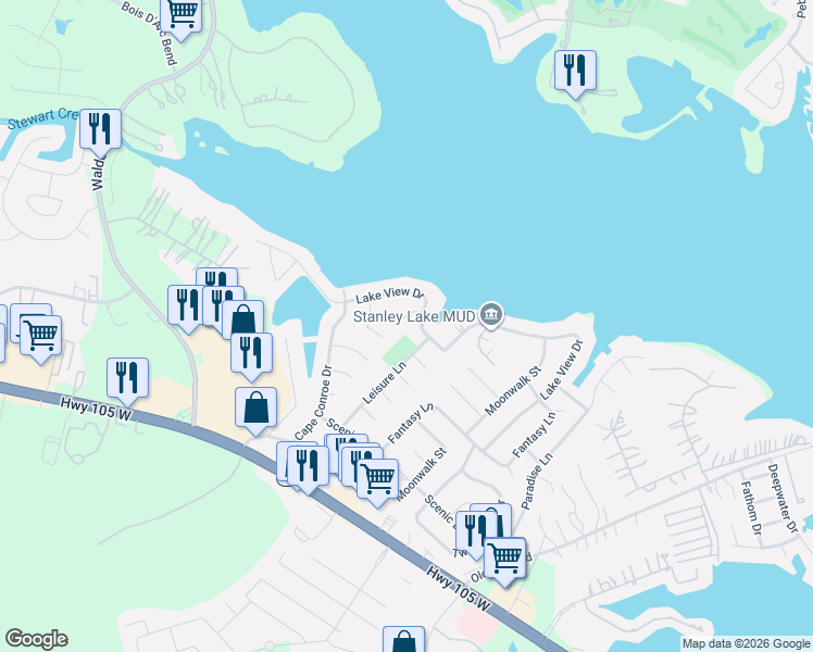 map of restaurants, bars, coffee shops, grocery stores, and more near 10910 Hillside Drive in Montgomery