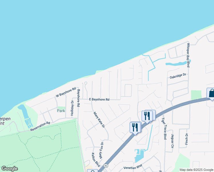 map of restaurants, bars, coffee shops, grocery stores, and more near 1337 Windsor Park Road in Gulf Breeze