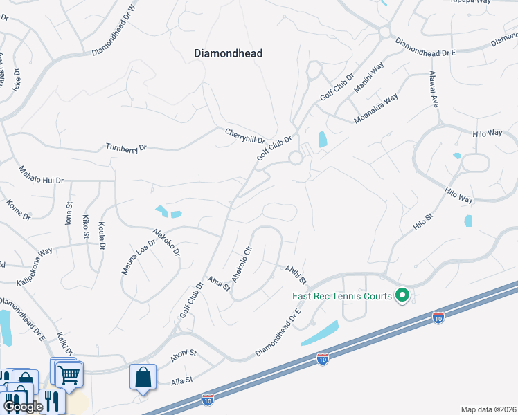 map of restaurants, bars, coffee shops, grocery stores, and more near 6644-6646 Golf Club Drive in Diamondhead