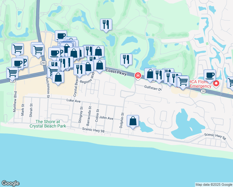 map of restaurants, bars, coffee shops, grocery stores, and more near 187 Kel-Wen Circle in Destin