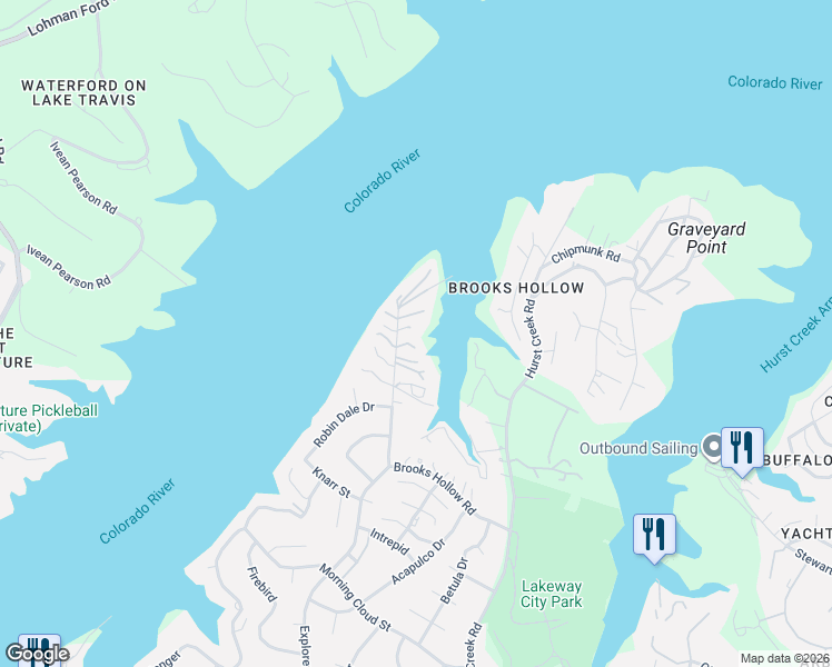 map of restaurants, bars, coffee shops, grocery stores, and more near 1113 Brooks Hollow Road in Austin