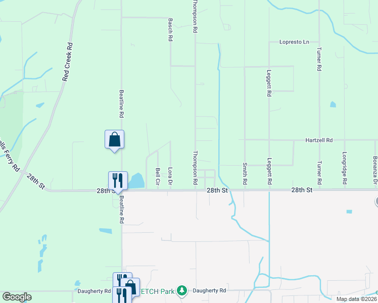 map of restaurants, bars, coffee shops, grocery stores, and more near 7081 Thompson Rd in Long Beach