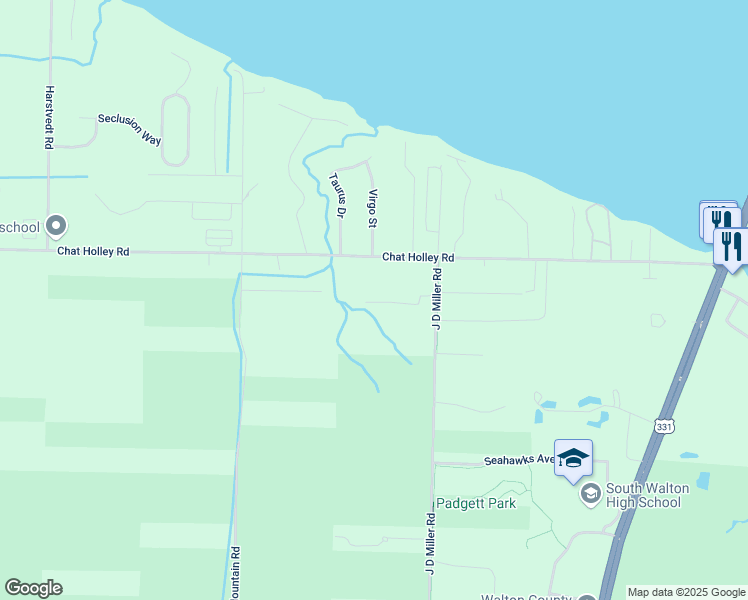 map of restaurants, bars, coffee shops, grocery stores, and more near 1333 J D Miller Road in Santa Rosa Beach