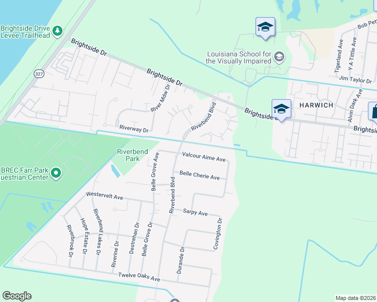 map of restaurants, bars, coffee shops, grocery stores, and more near 3128 Valcour Aime Avenue in Baton Rouge