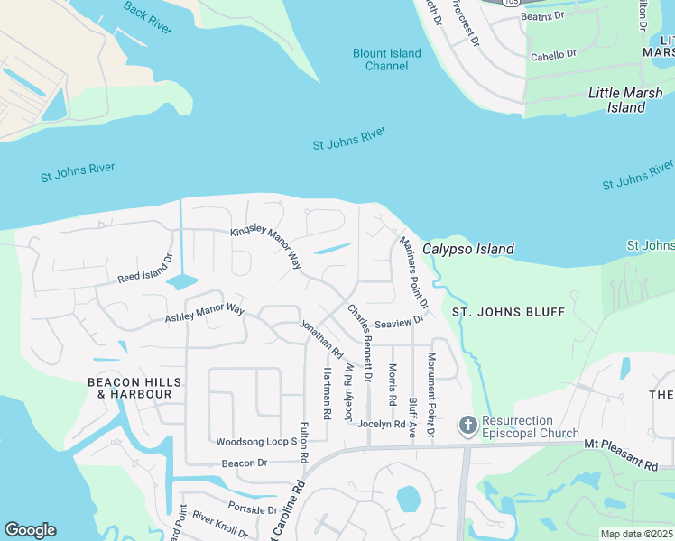 map of restaurants, bars, coffee shops, grocery stores, and more near 4971 Ravenel Place in Jacksonville