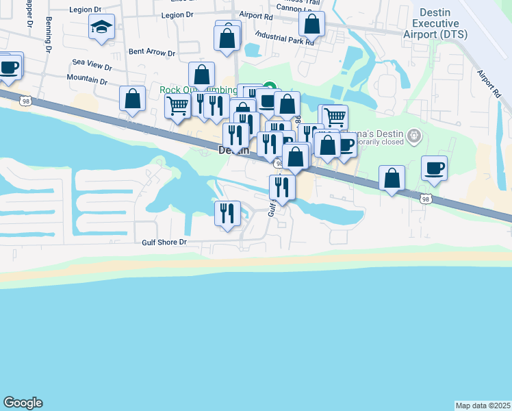 map of restaurants, bars, coffee shops, grocery stores, and more near 775 Gulf Shore Drive in Destin