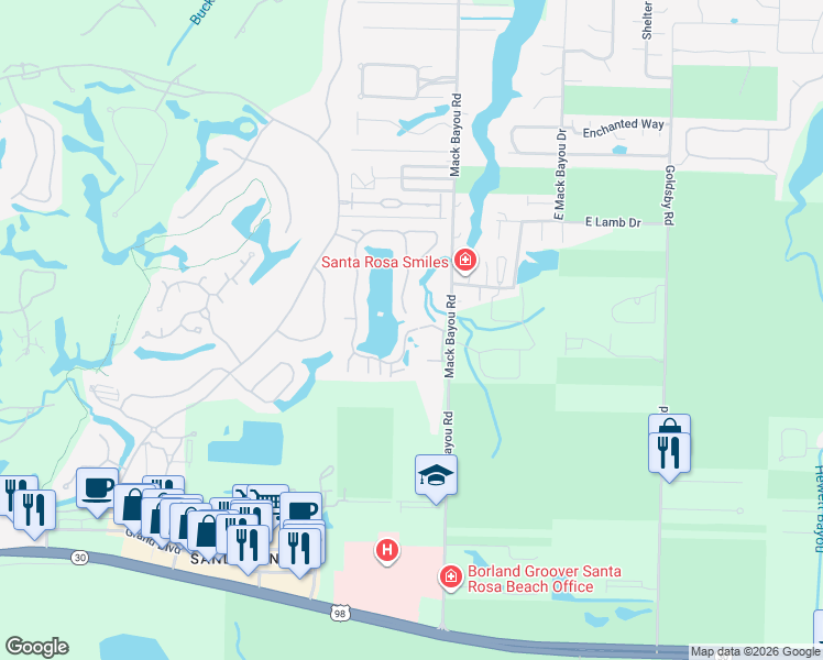 map of restaurants, bars, coffee shops, grocery stores, and more near 2499 Crystal Cove Lane in Miramar Beach
