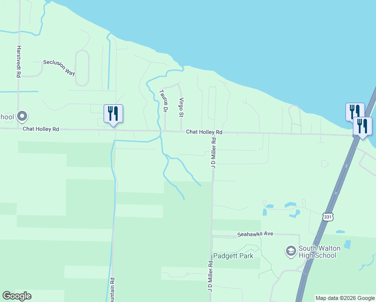 map of restaurants, bars, coffee shops, grocery stores, and more near 1333 J D Miller Road in Santa Rosa Beach