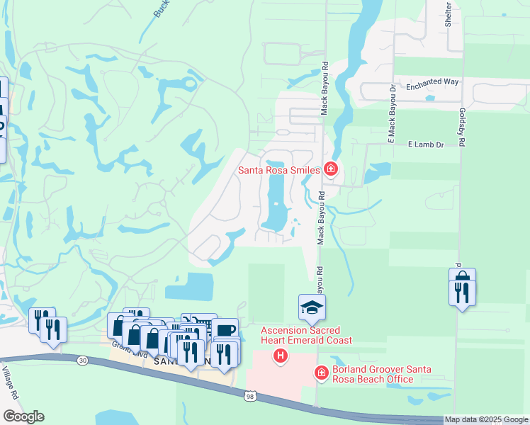map of restaurants, bars, coffee shops, grocery stores, and more near 2086 Olde Towne Avenue in Miramar Beach
