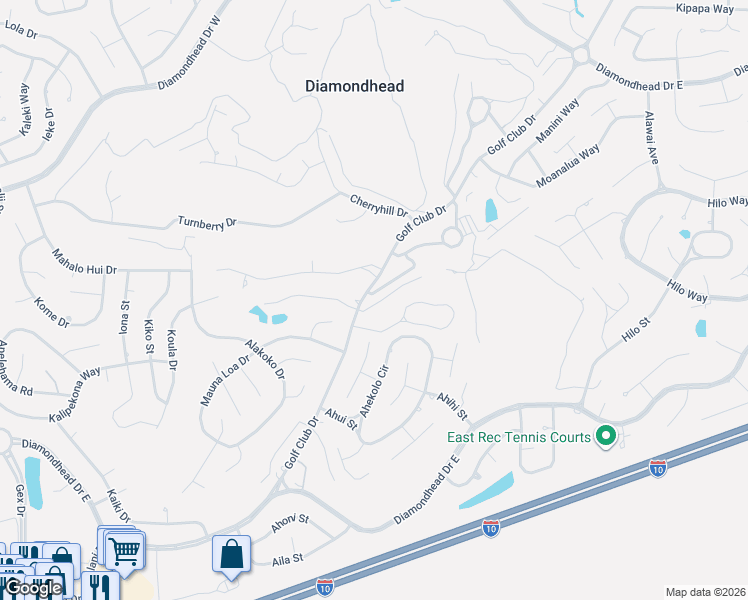 map of restaurants, bars, coffee shops, grocery stores, and more near 6644-6646 Golf Club Drive in Diamondhead