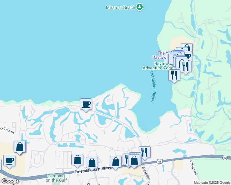 map of restaurants, bars, coffee shops, grocery stores, and more near 846 Grand Harbour East in Destin