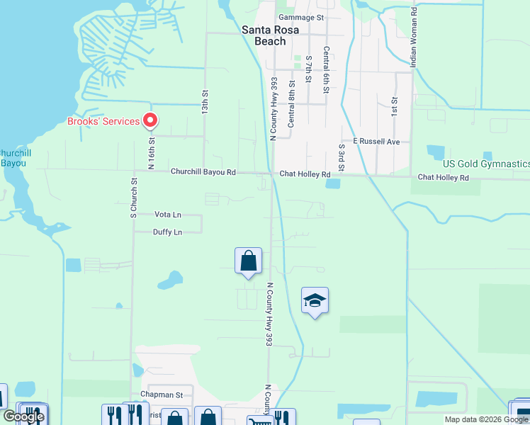 map of restaurants, bars, coffee shops, grocery stores, and more near 877 North County Highway 393 in Santa Rosa Beach