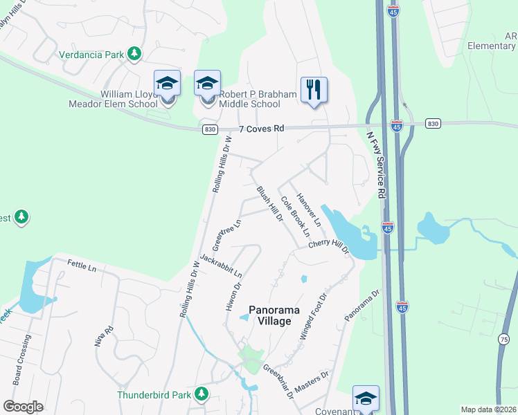map of restaurants, bars, coffee shops, grocery stores, and more near 54 Greentree Lane in Conroe